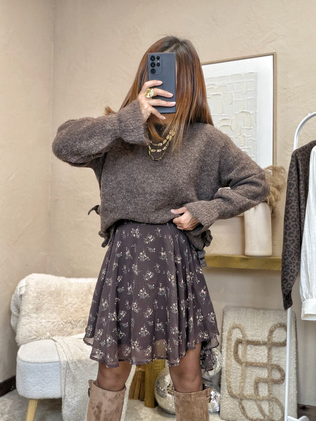 Pull choco avec ouverture sur le côté
