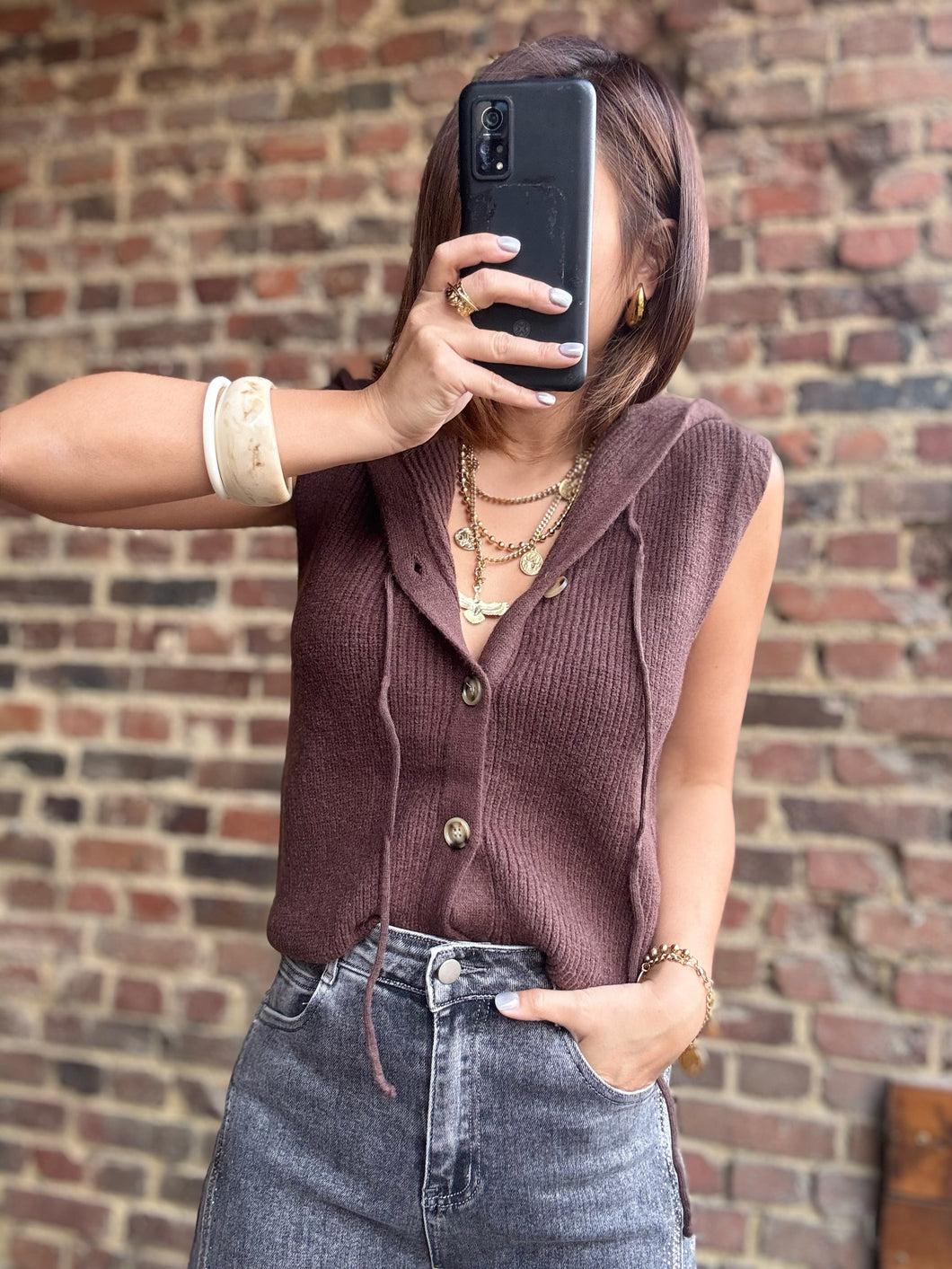 Gilet marron sans manches