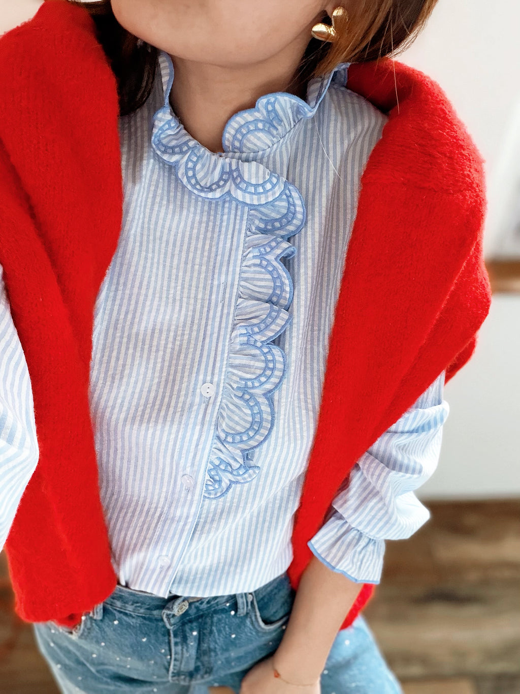 Chemise bleue à rayures