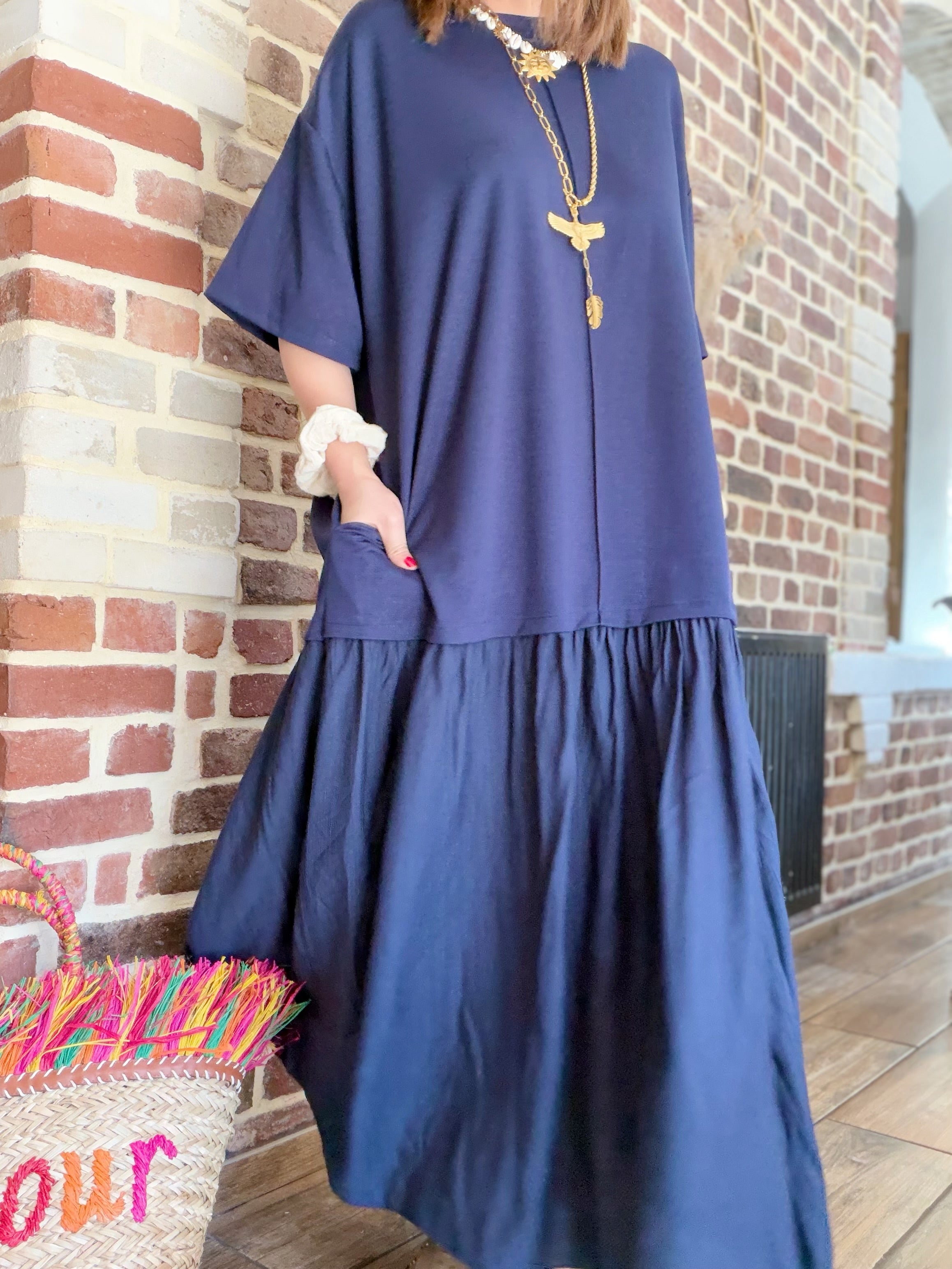 Robe longue bleu marine