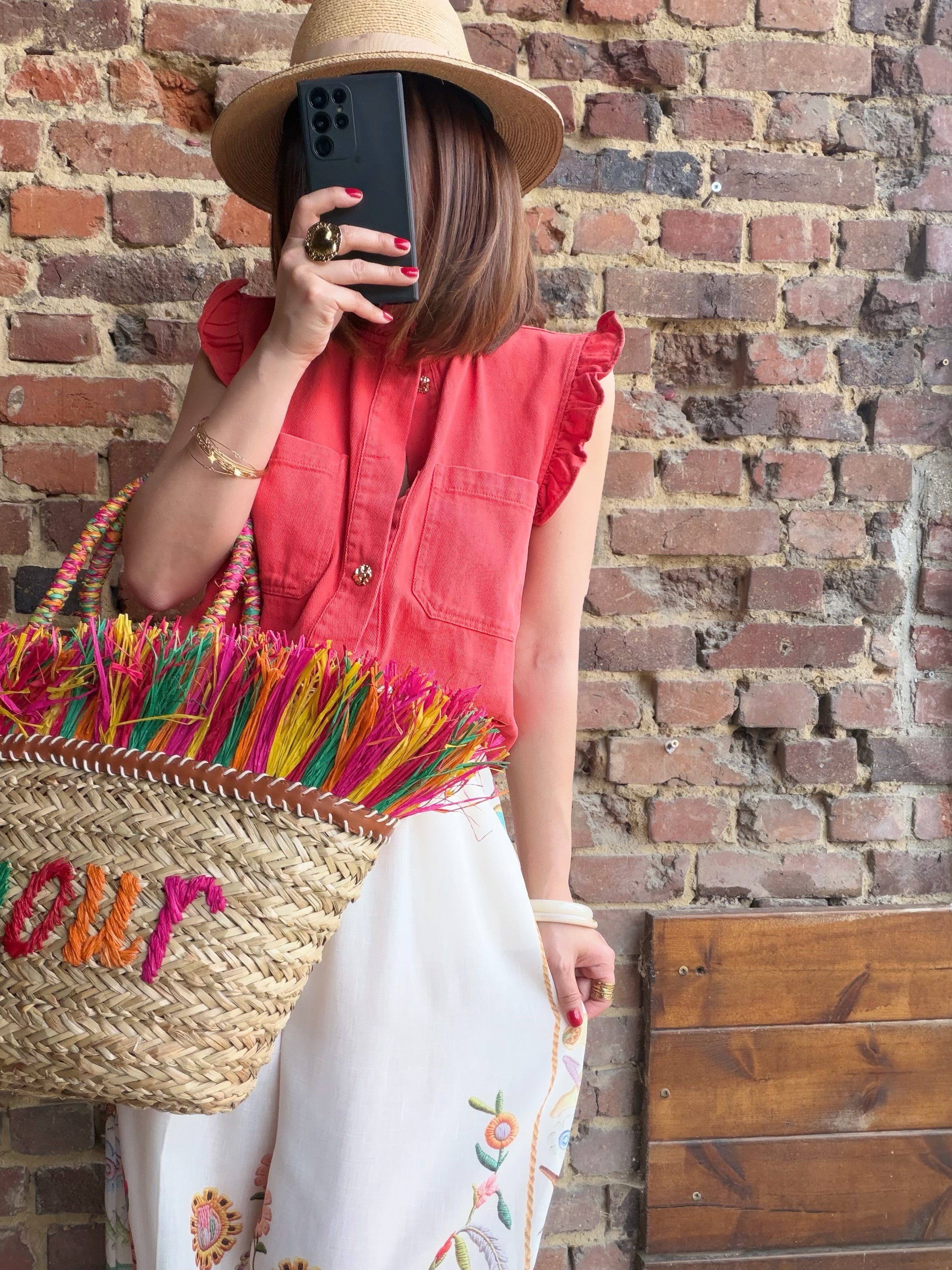 Gilet en jean corail