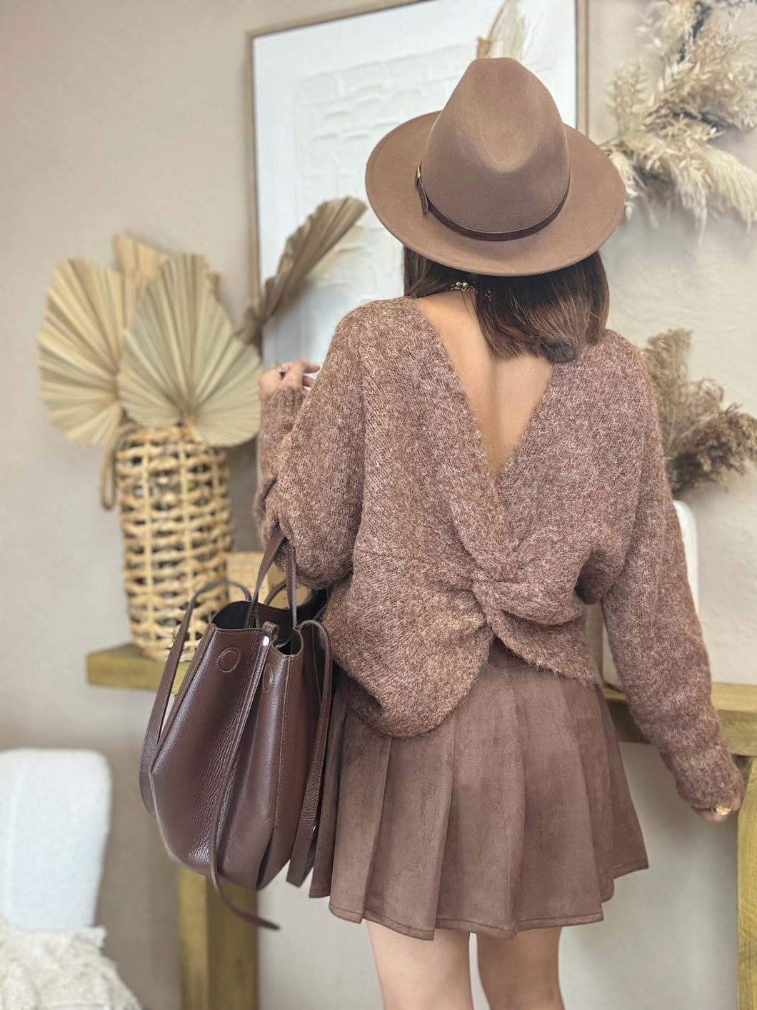 Pull réversible marron