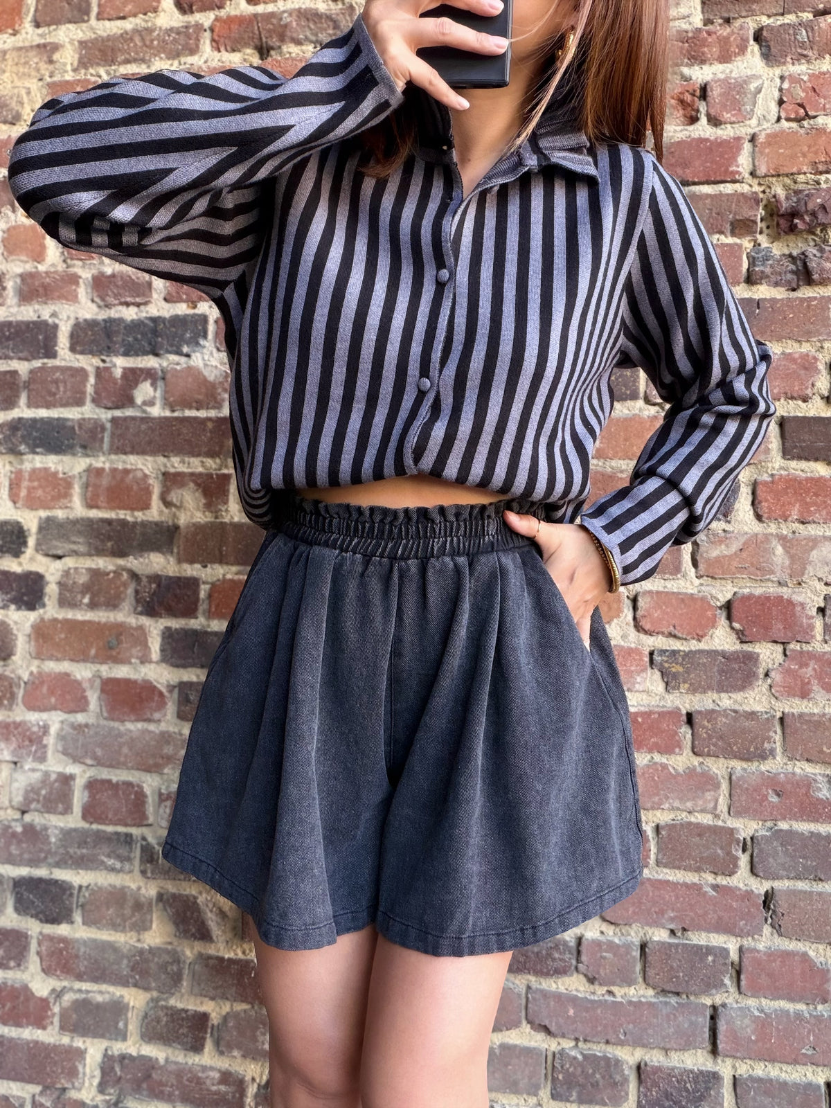 Short en jean noir