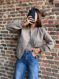 Bombers  taupe et beige rayé