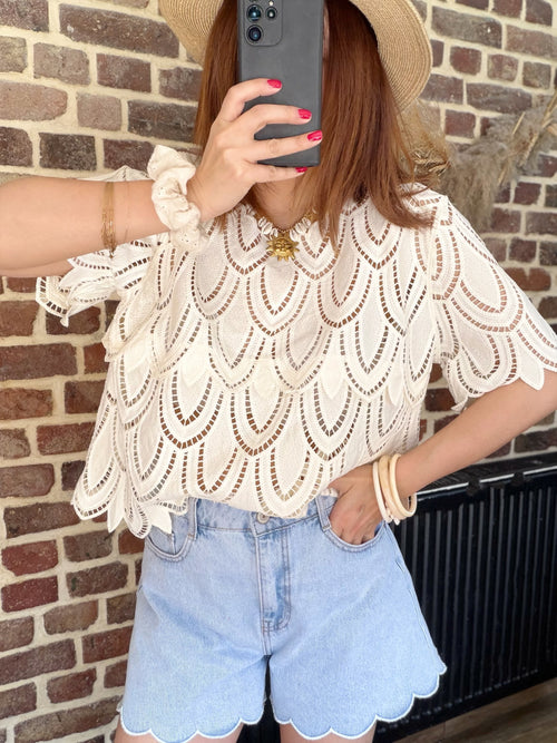 Blouse écrue manches courtes