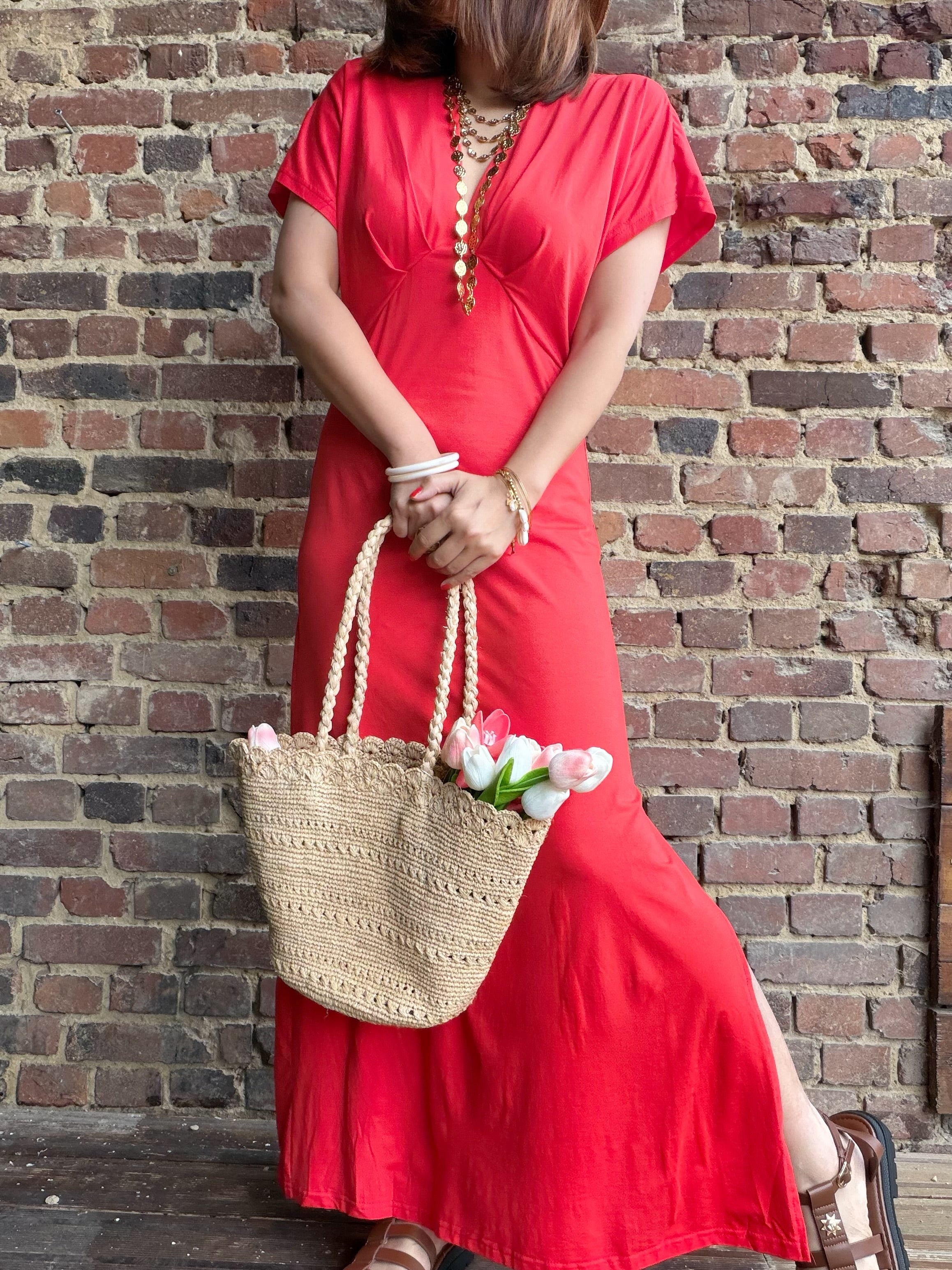 Robe longue corail