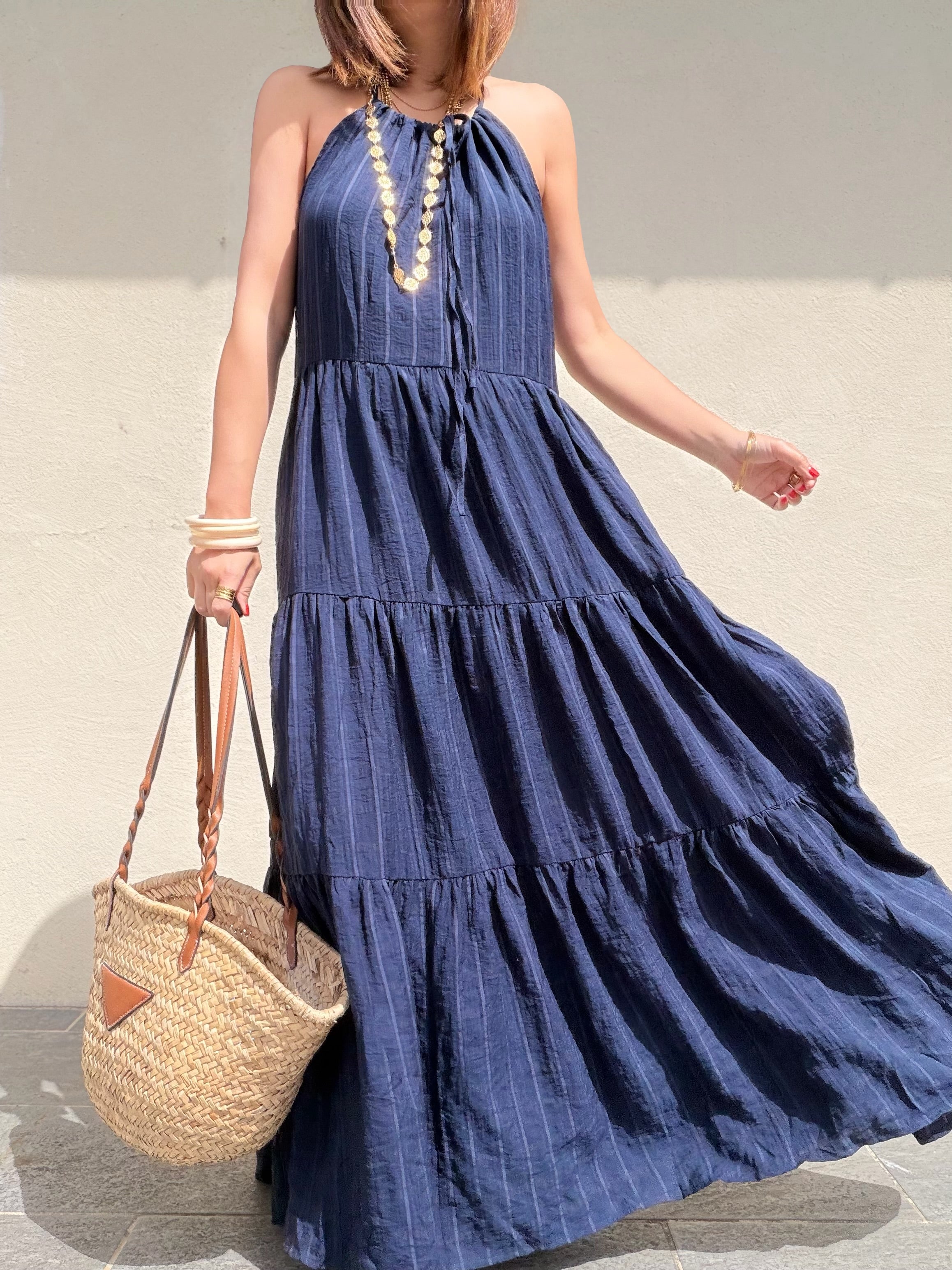 Robe bleue  longue bohème