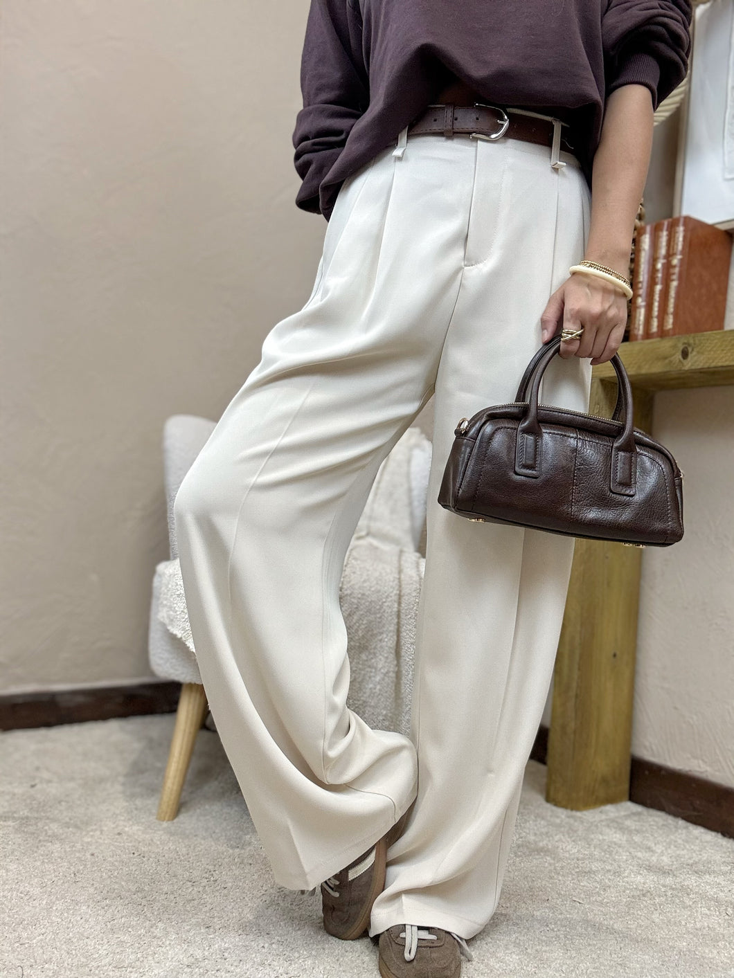 Pantalon écru glacé
