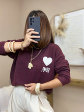 Charger l&#39;image dans la galerie, Pull amour bordeaux
