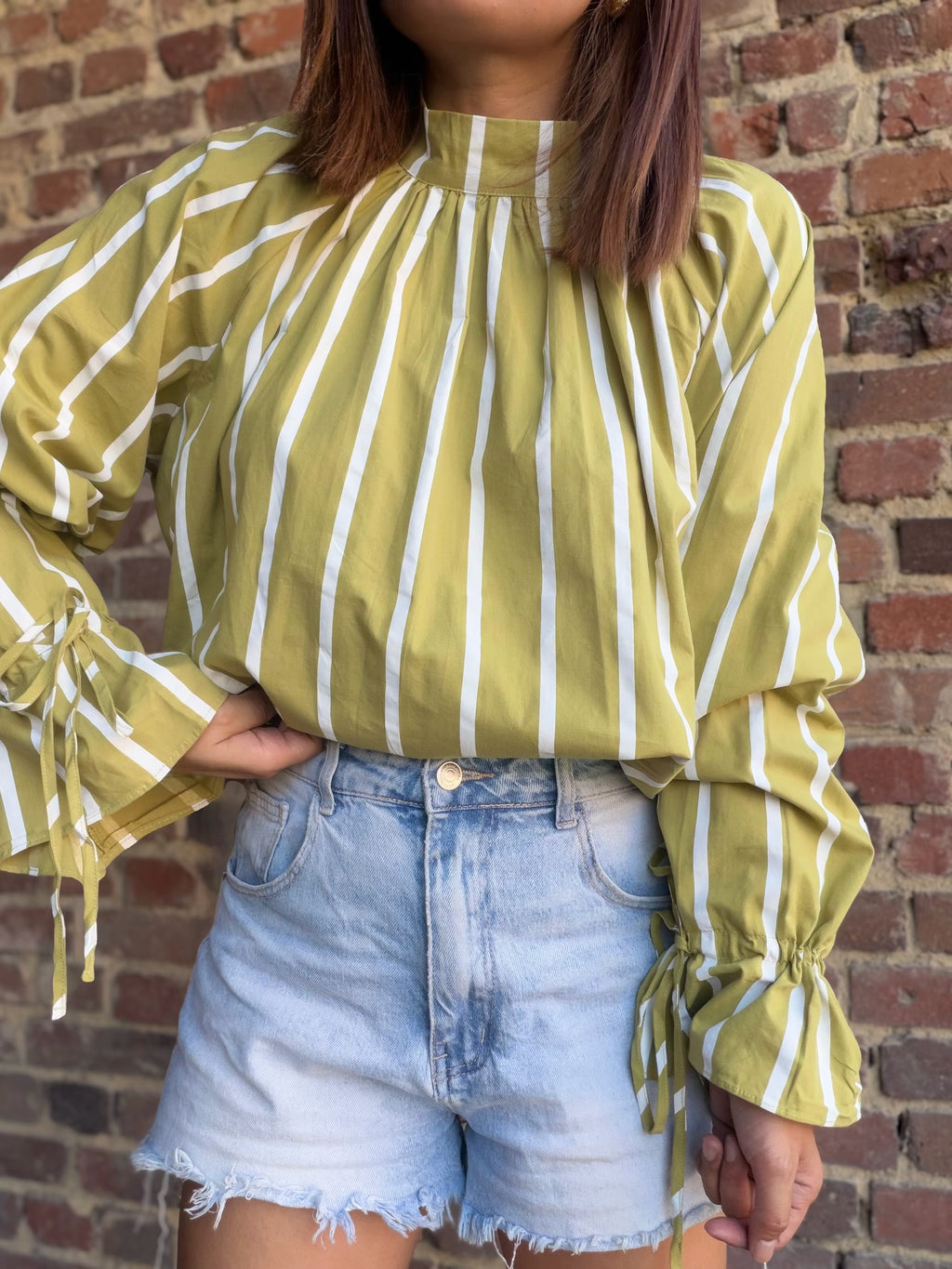 Blouse verte rayée