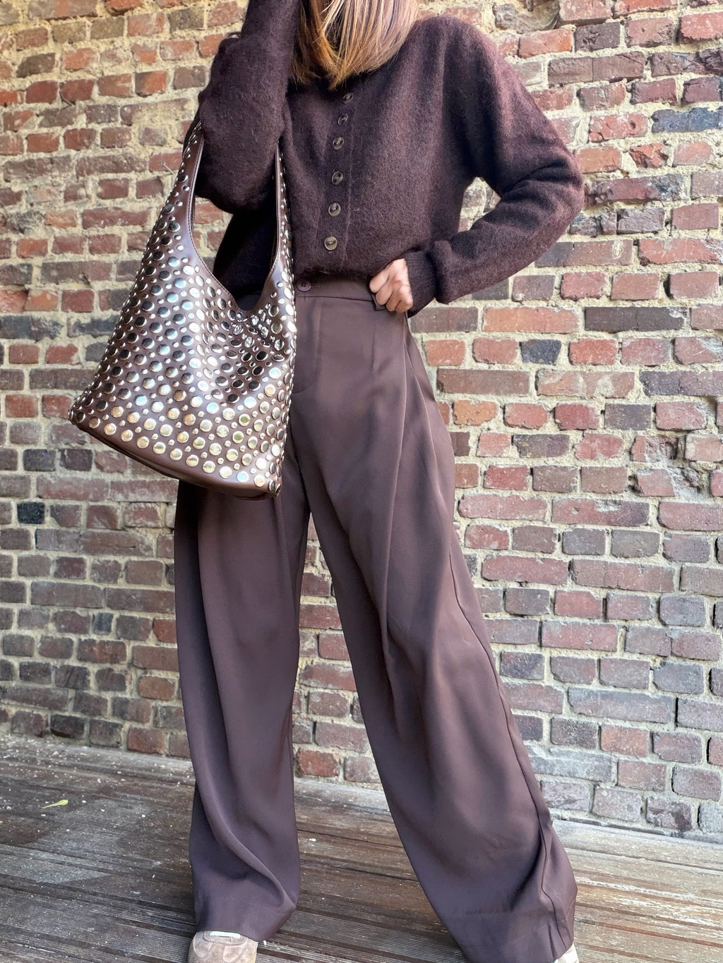 Pantalon à pince choco