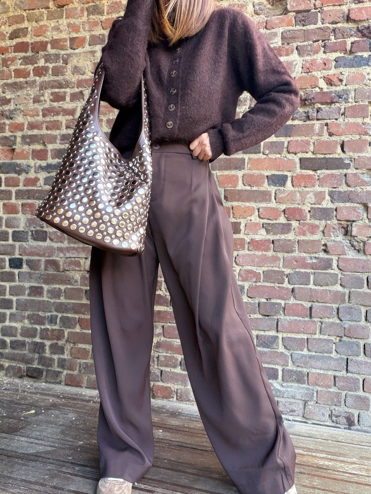 Pantalon à pince choco
