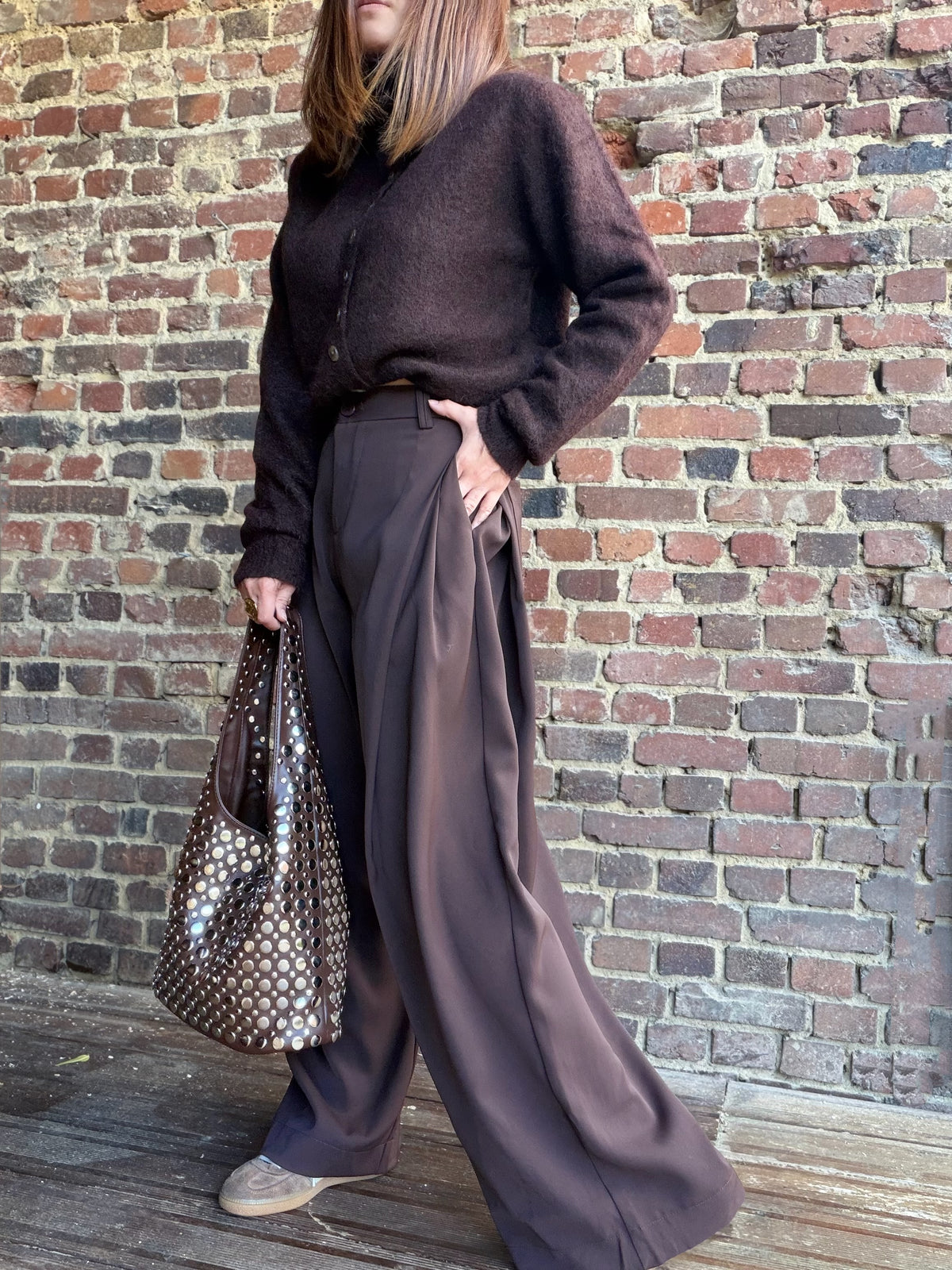 Pantalon à pince choco