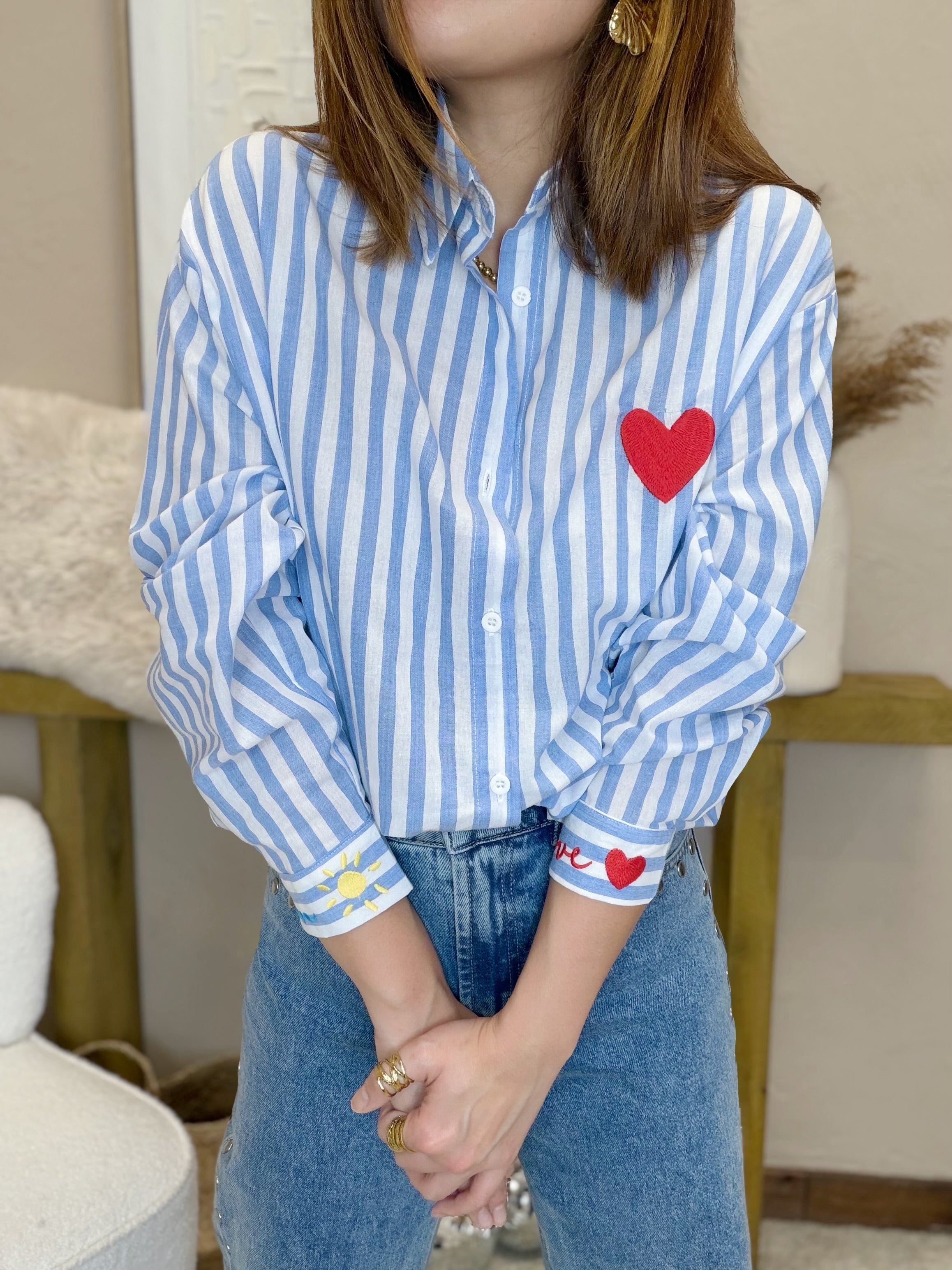 Chemise rayée bleue love