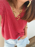 Top à paillettes rouge