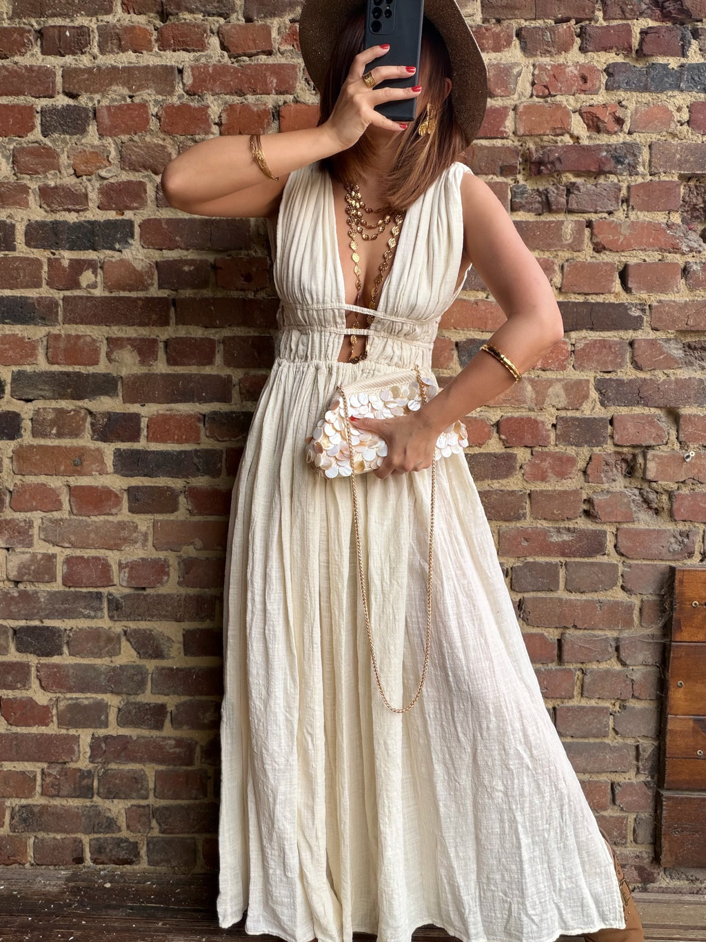 Robe longue écrue