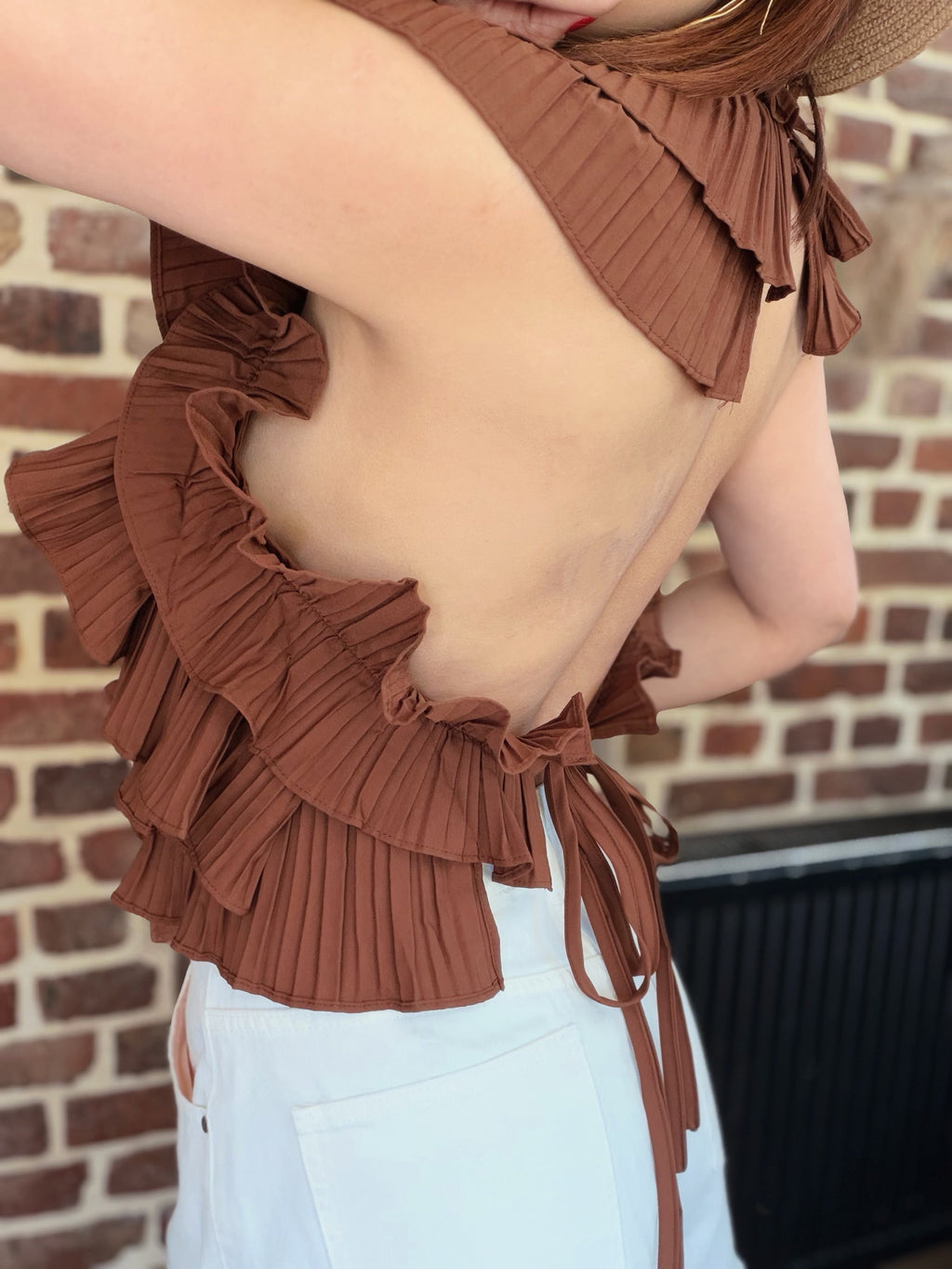 Top volants chocolat