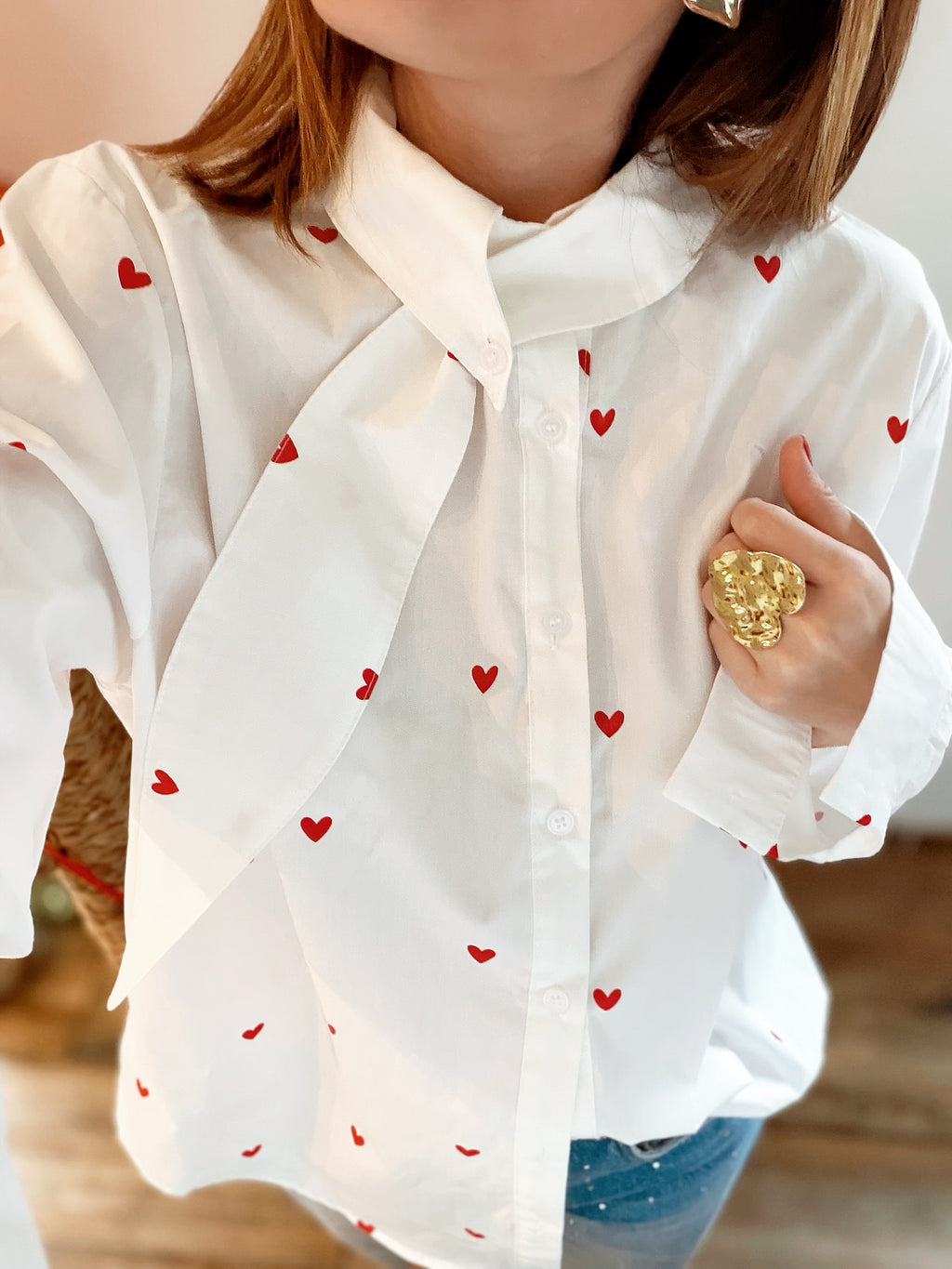 Chemise cœur rouge