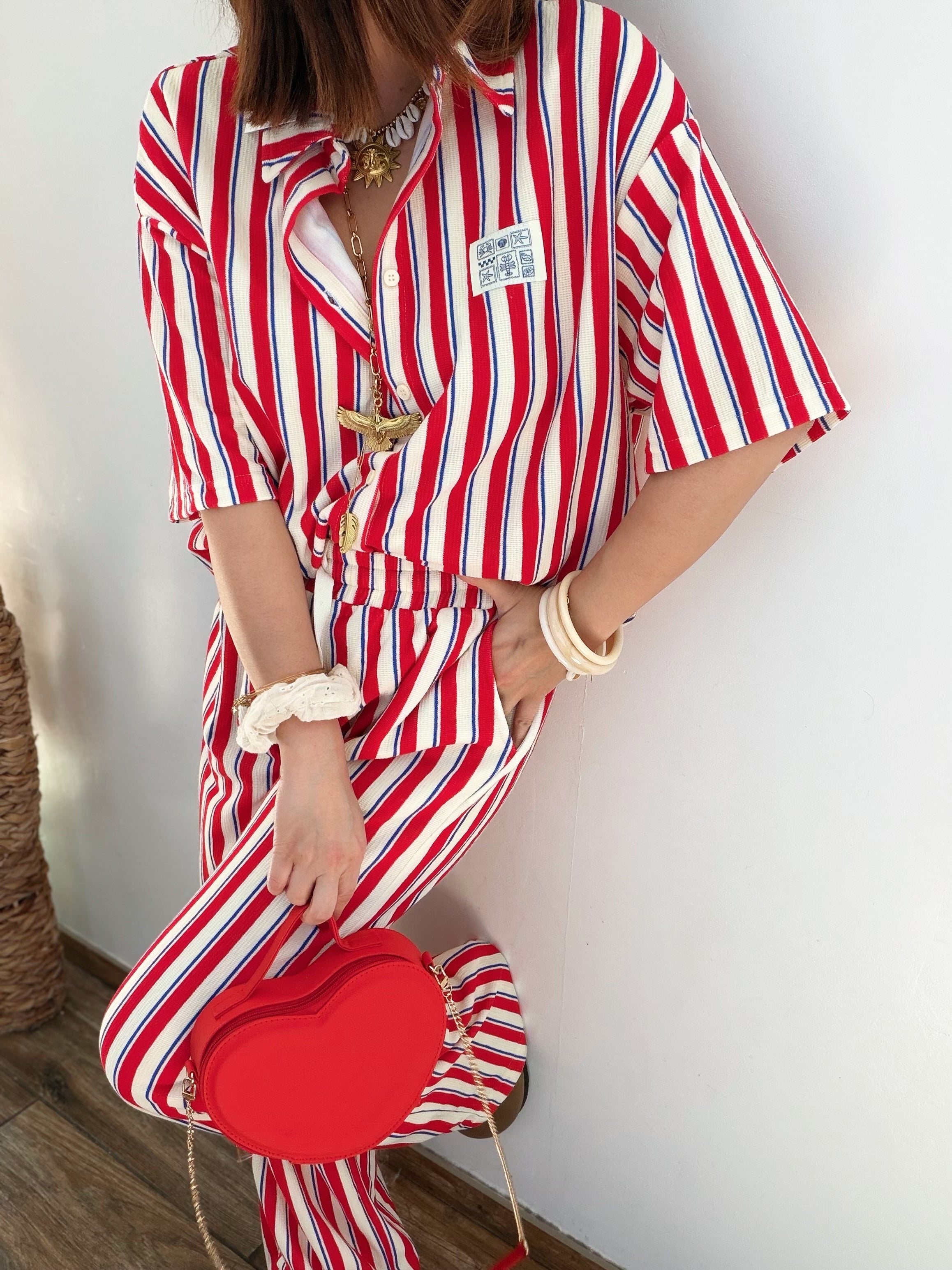 Ensemble rayé rouge