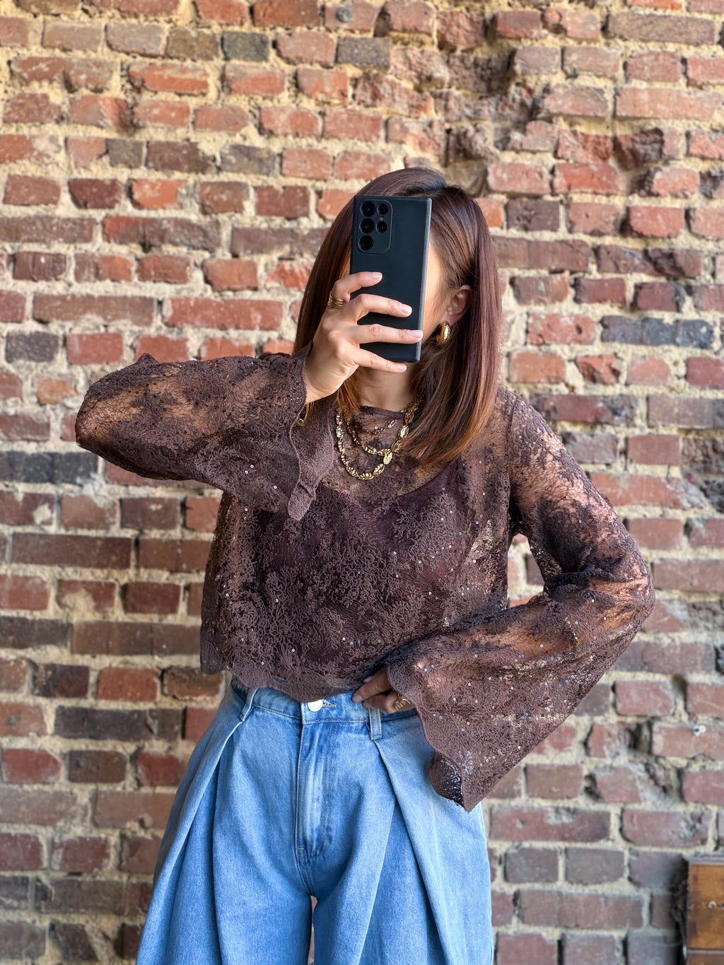 Blouse transparente choco à sequins
