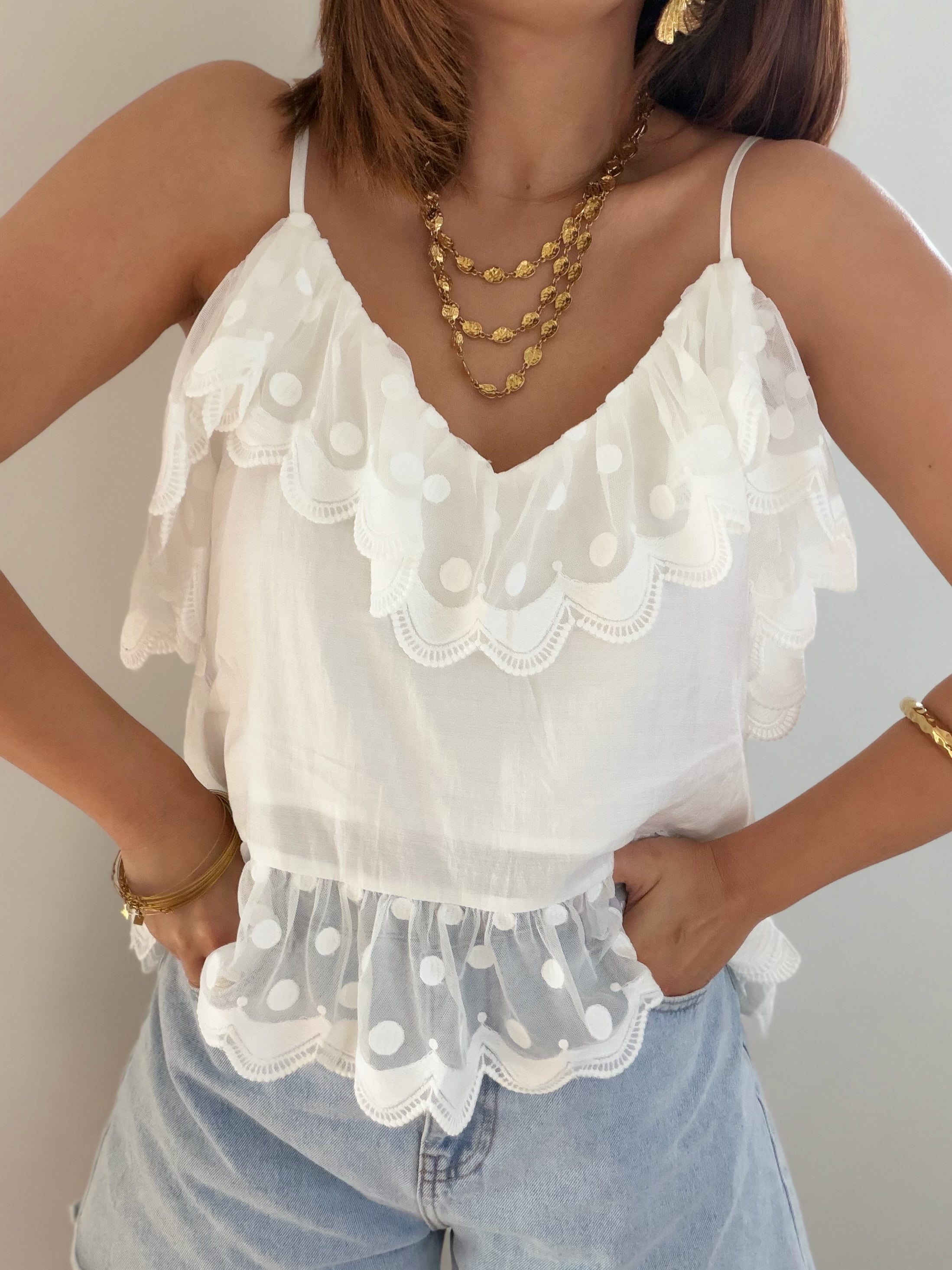 Top à pois semi transparent