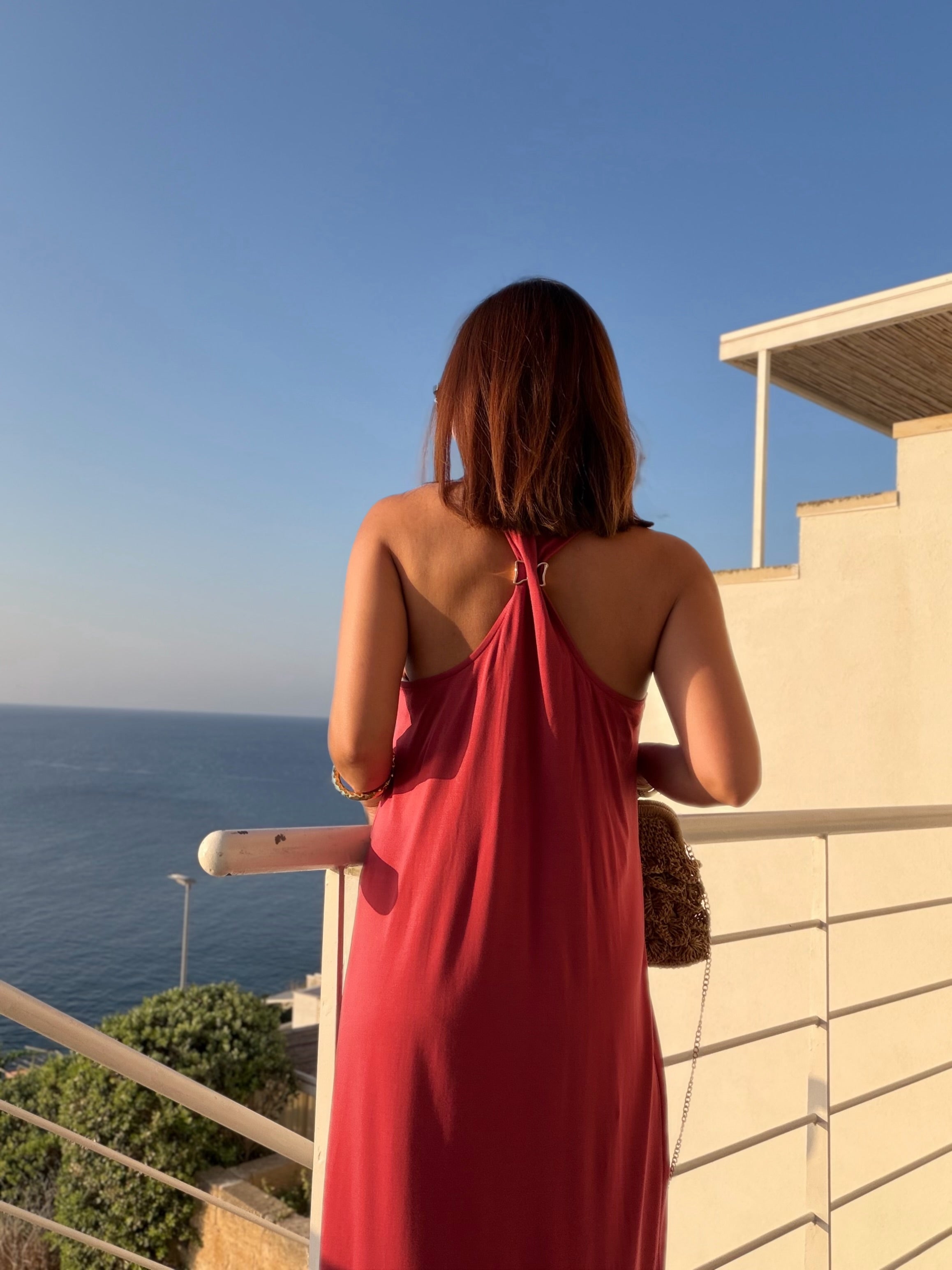 Robe droite terracotta