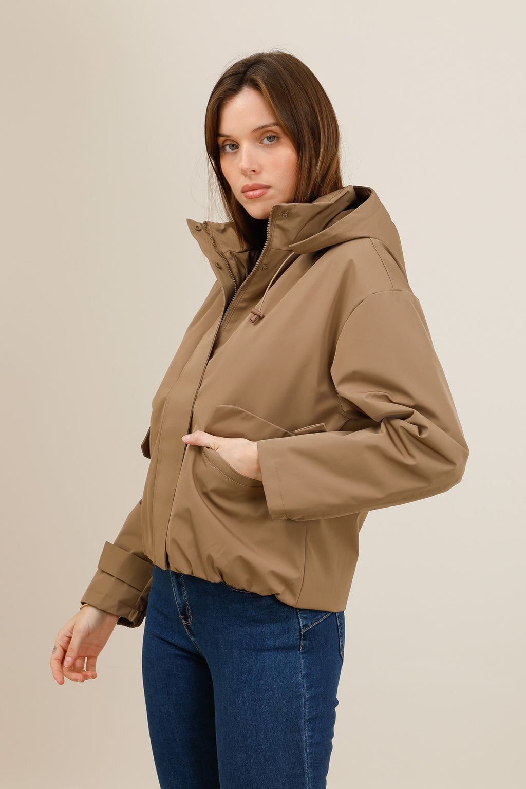 Blouson imperméable camel