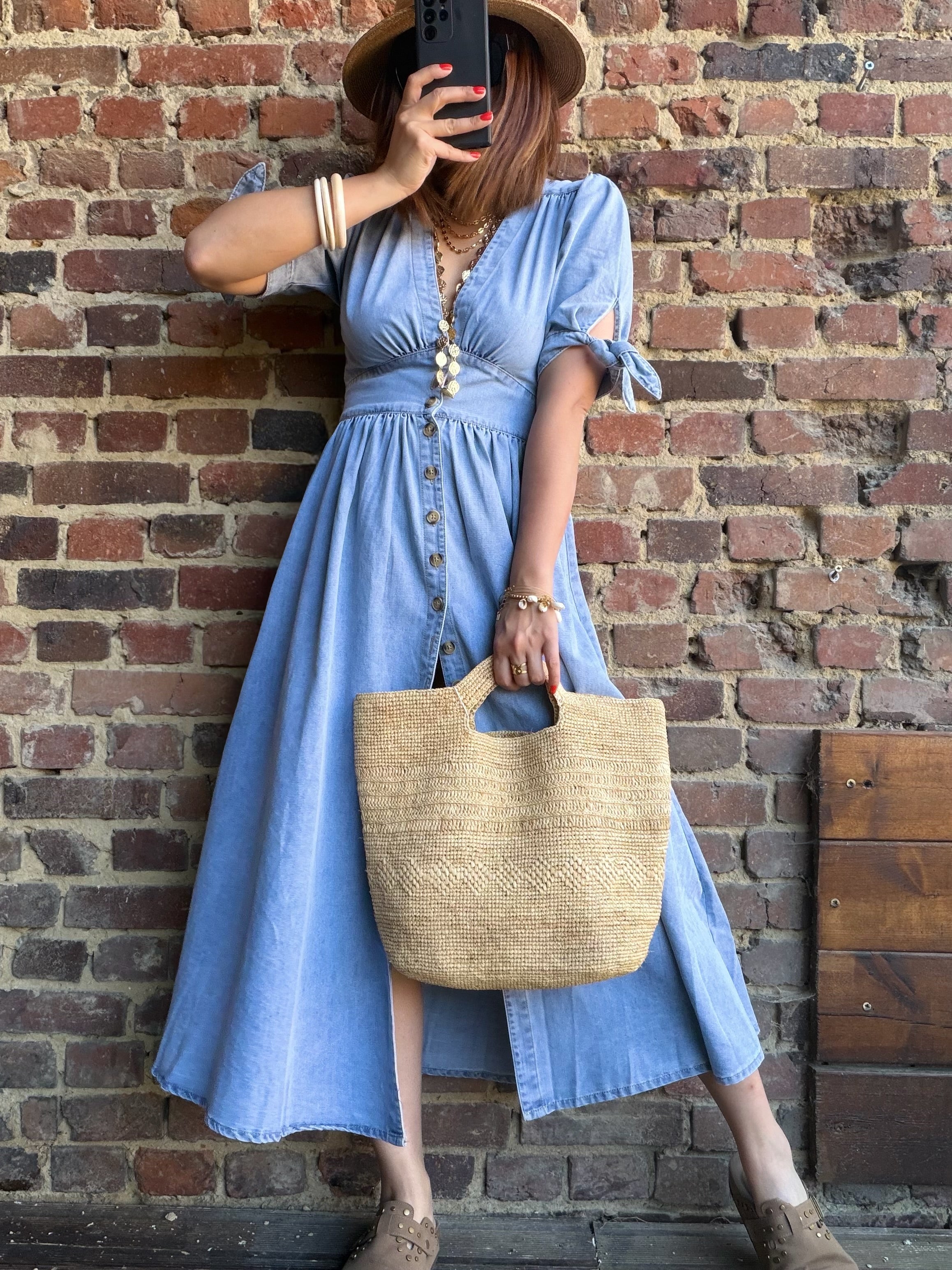 Robe longue en jean