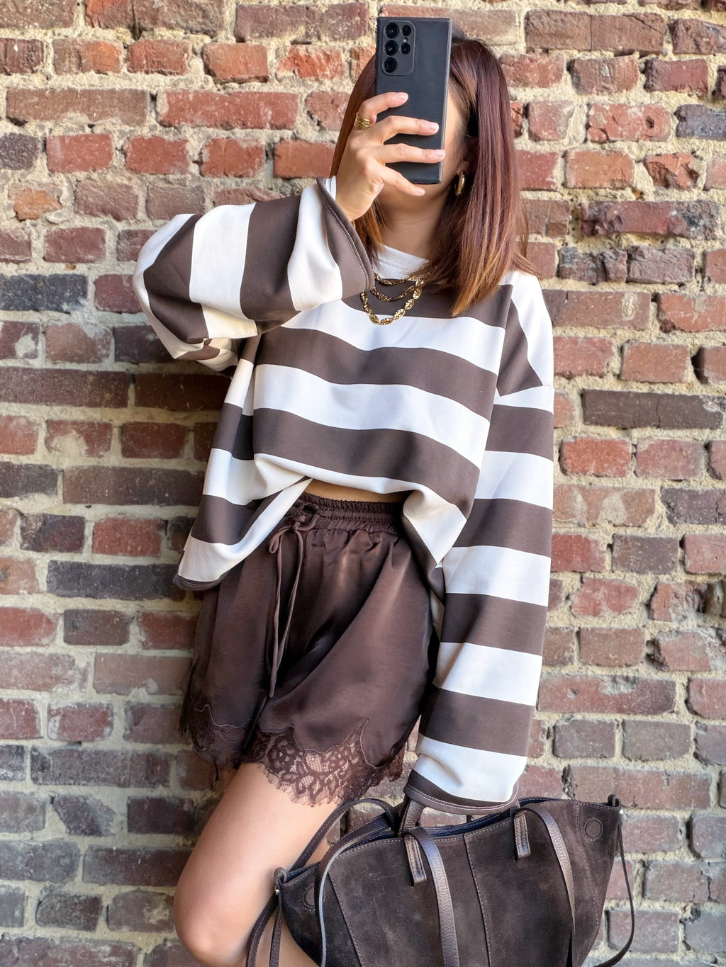 Sweat rayé choco