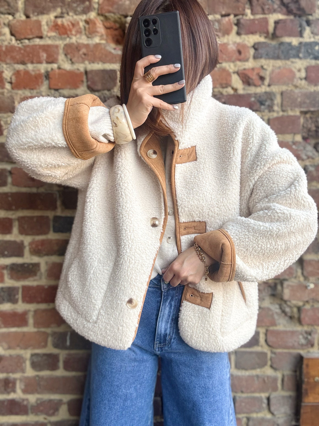 Manteau réversible camel