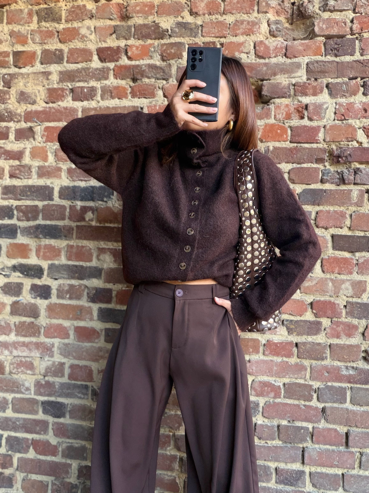 Gilet col haut choco