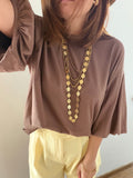 T-shirt marron manches bouffantes