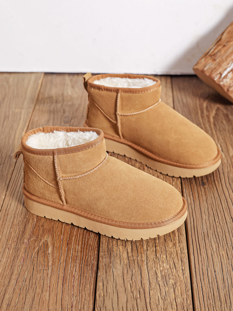 Botte mini fourrées camel en cuir