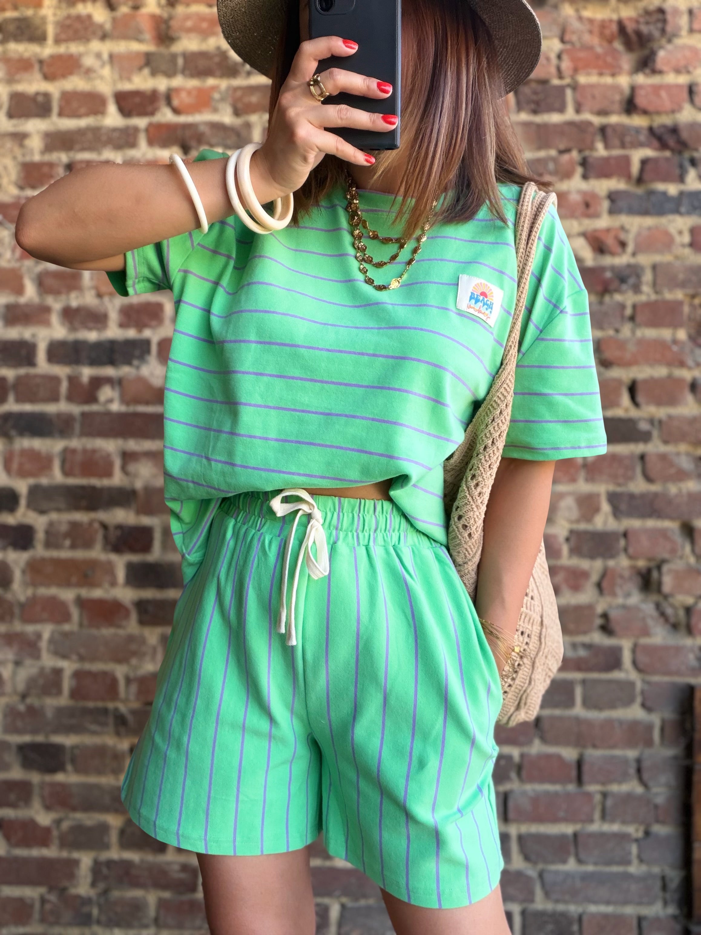 Ensemble rayé vert