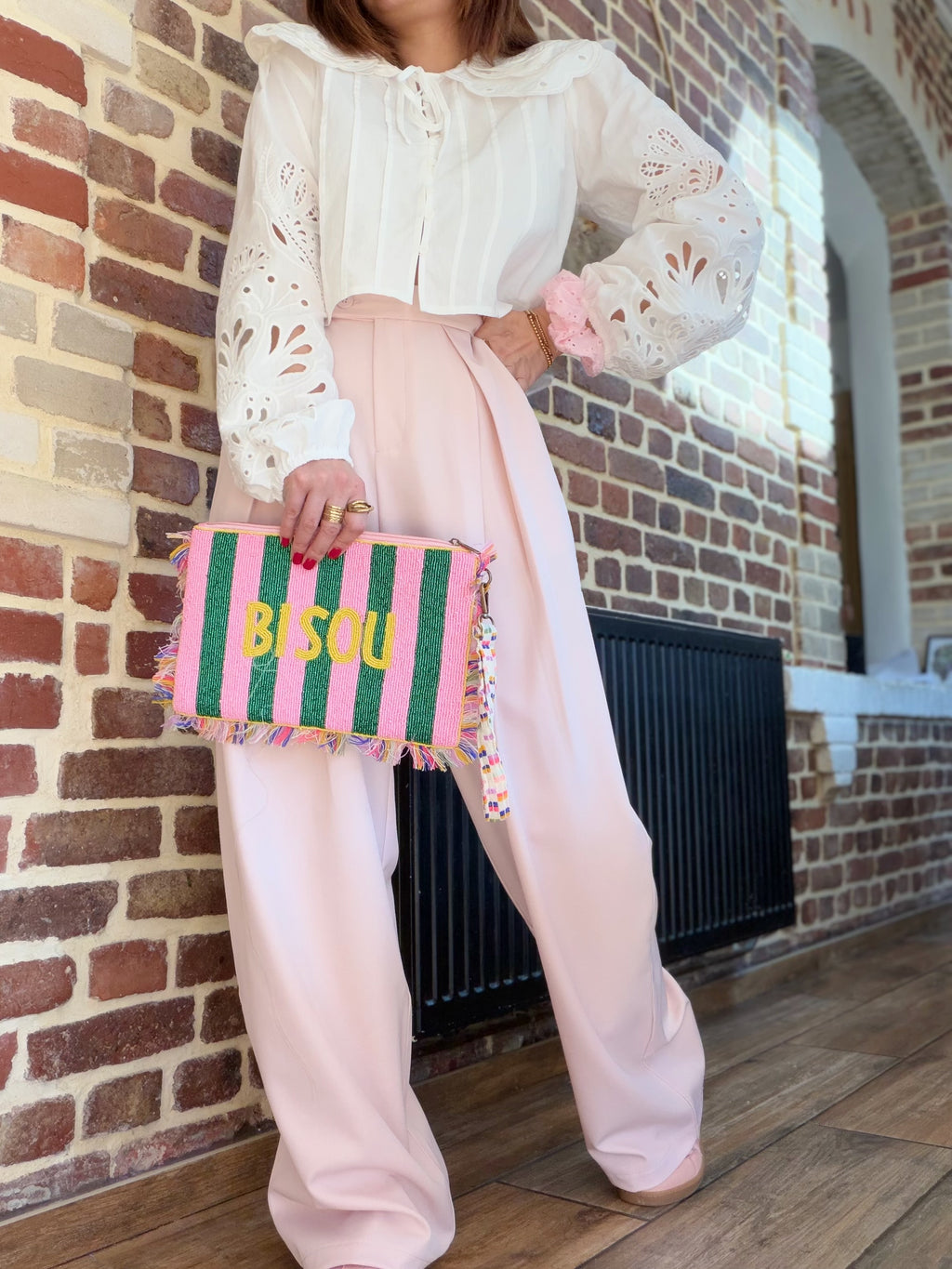 Pantalon rose à pince