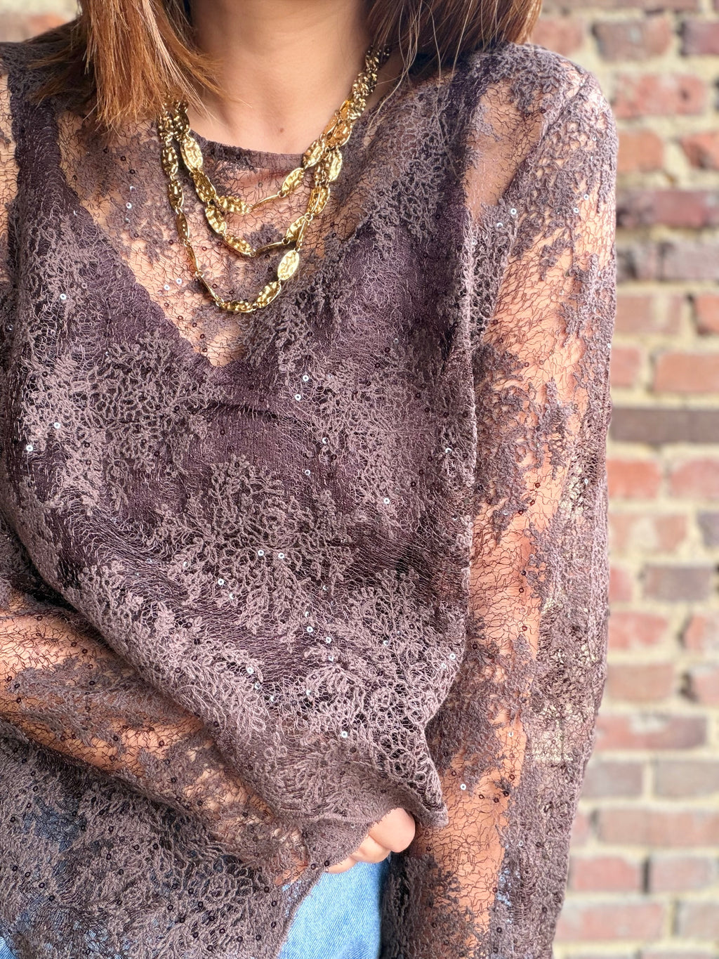 Blouse transparente choco à sequins