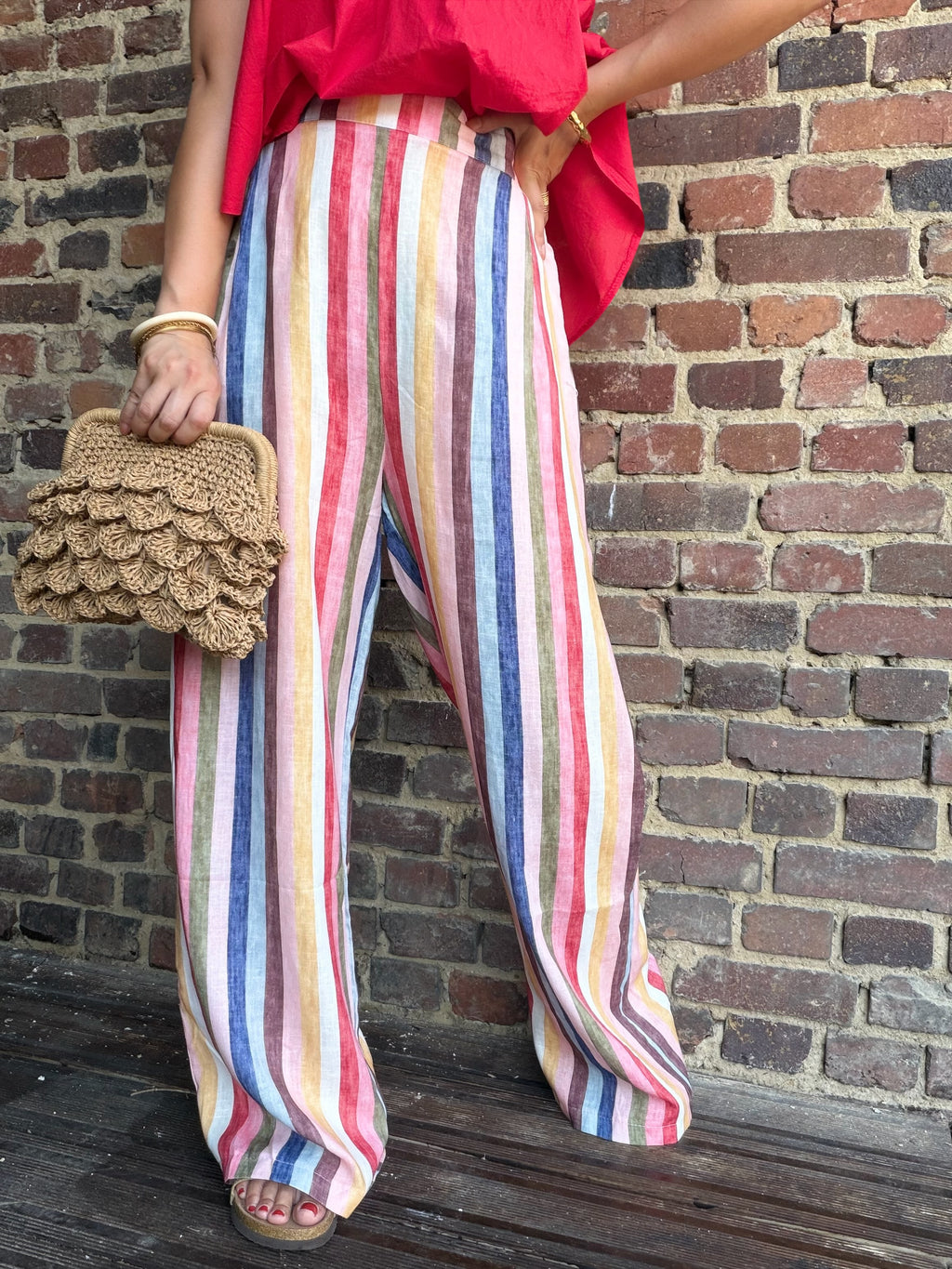 Pantalon rayé multicolore