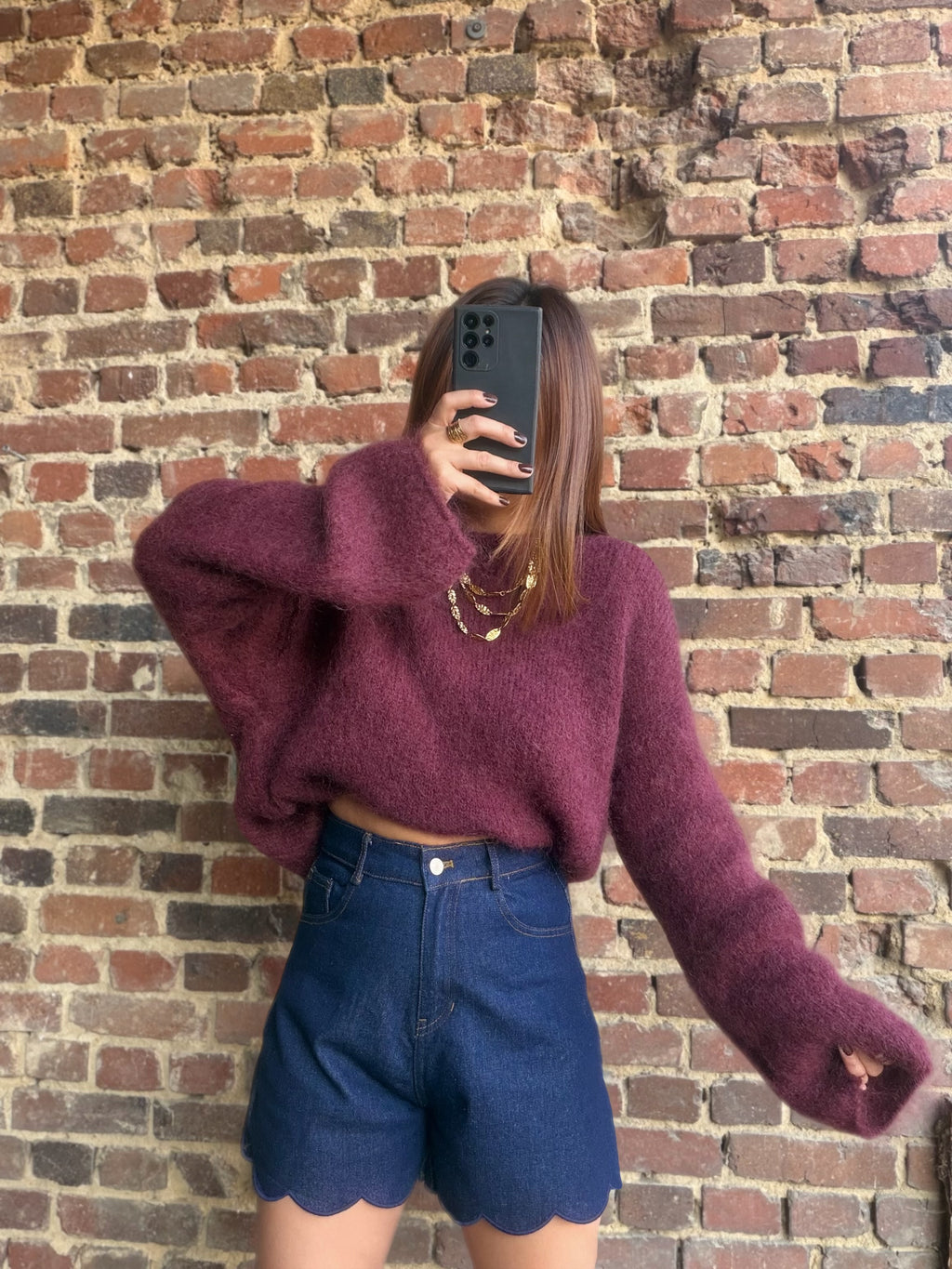 Pull bordeaux mohair