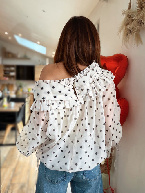 Blouse ballon à pois