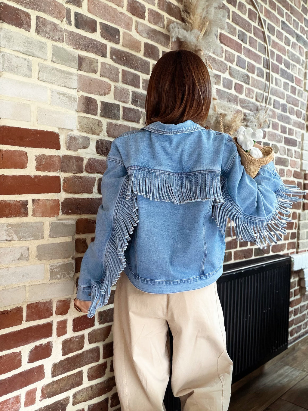 Veste en jean à franges