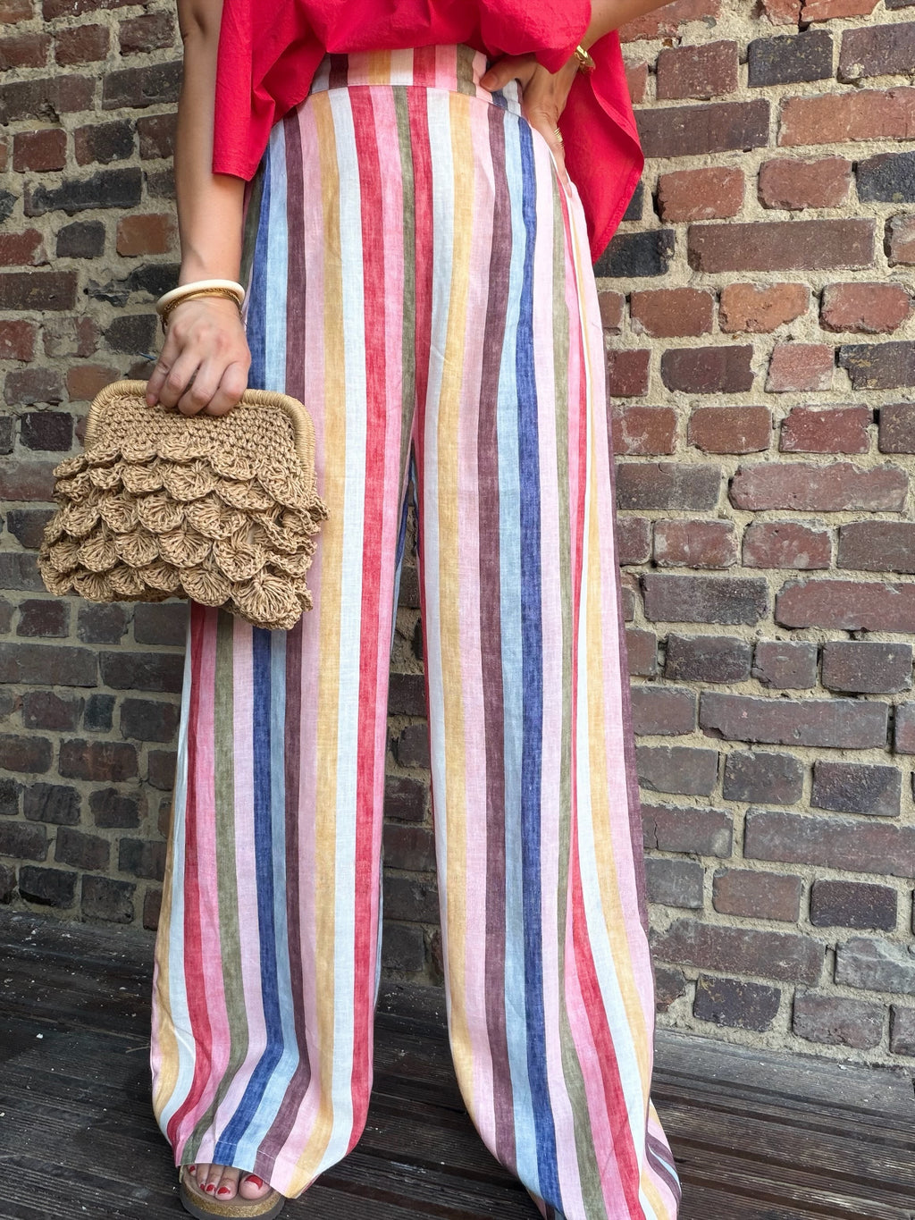 Pantalon rayé multicolore