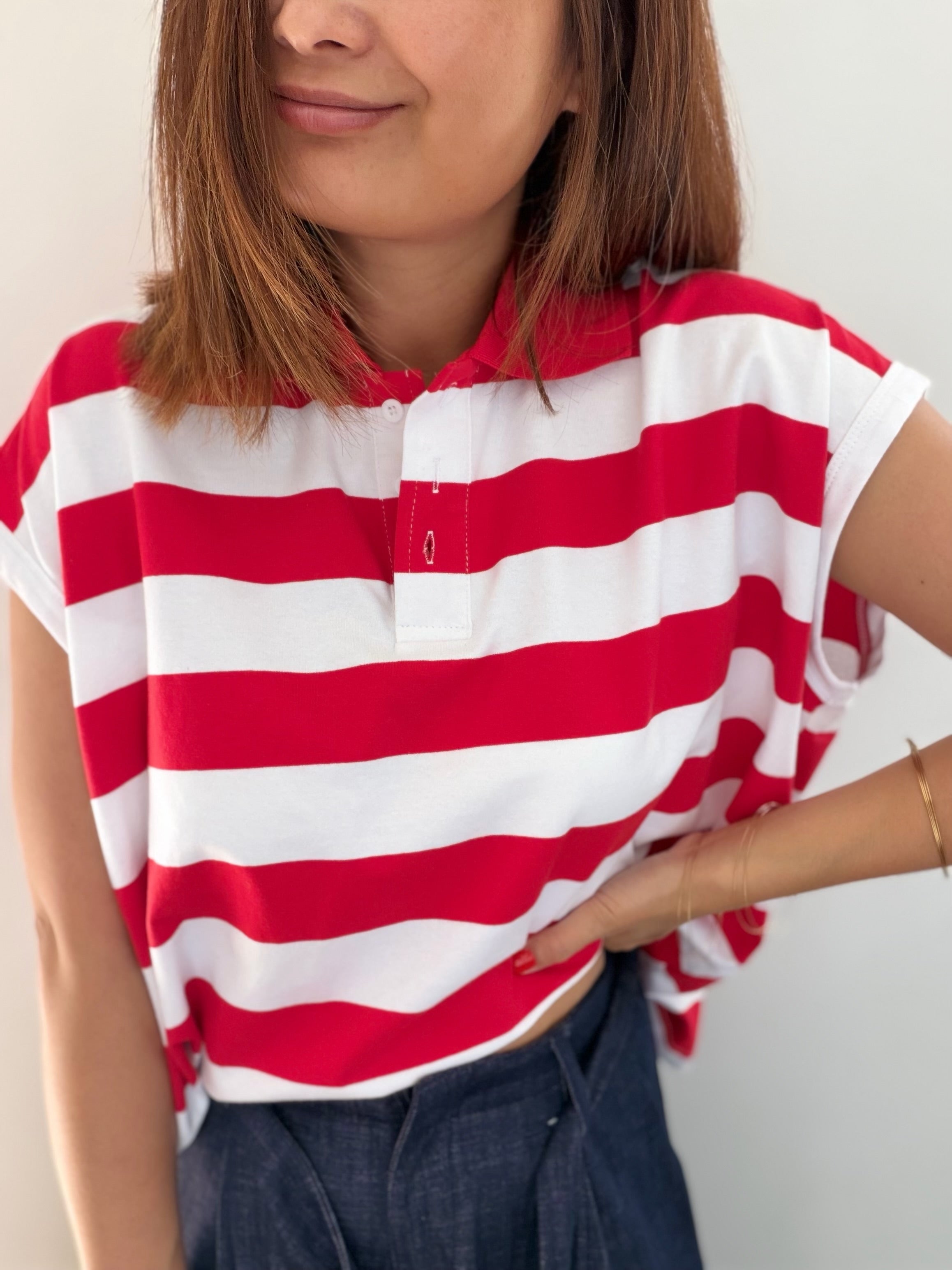 Polo sans manches oversize