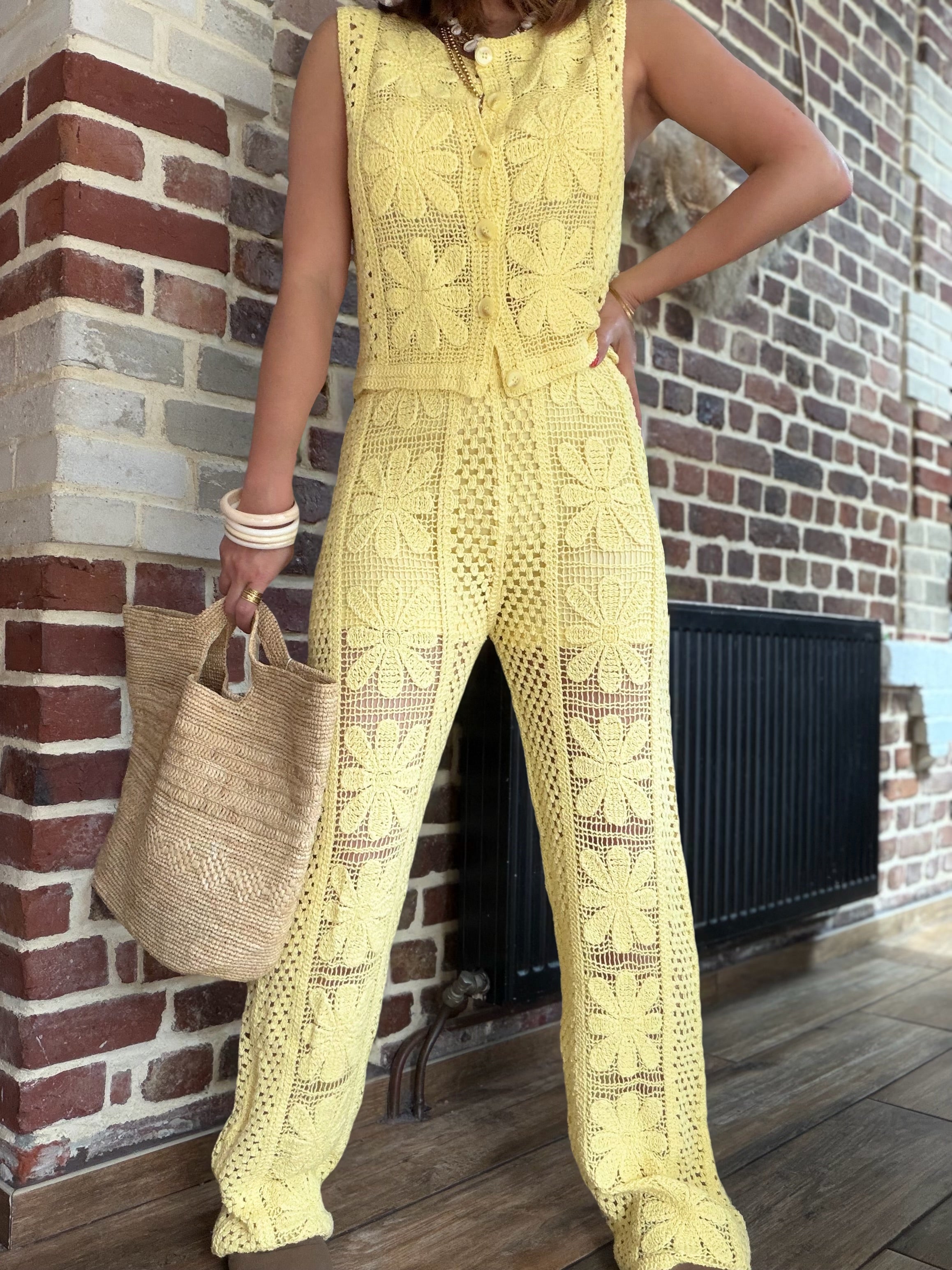 Pantalon jaune crochet