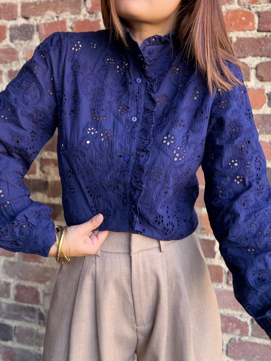 Chemise dentelle bleue