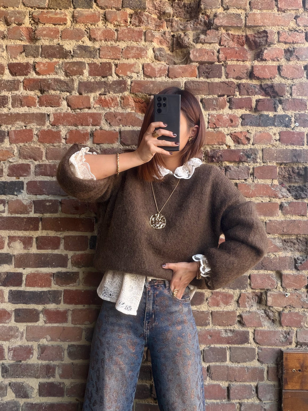 Pull mohair choco ( sans chemisier d’intérieur)
