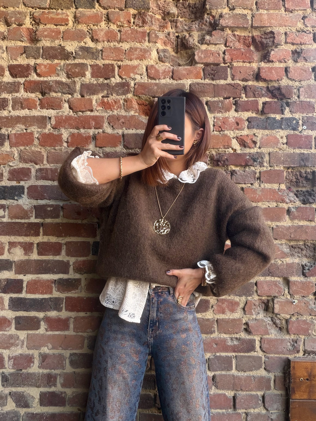 Pull mohair choco ( sans chemisier d’intérieur)