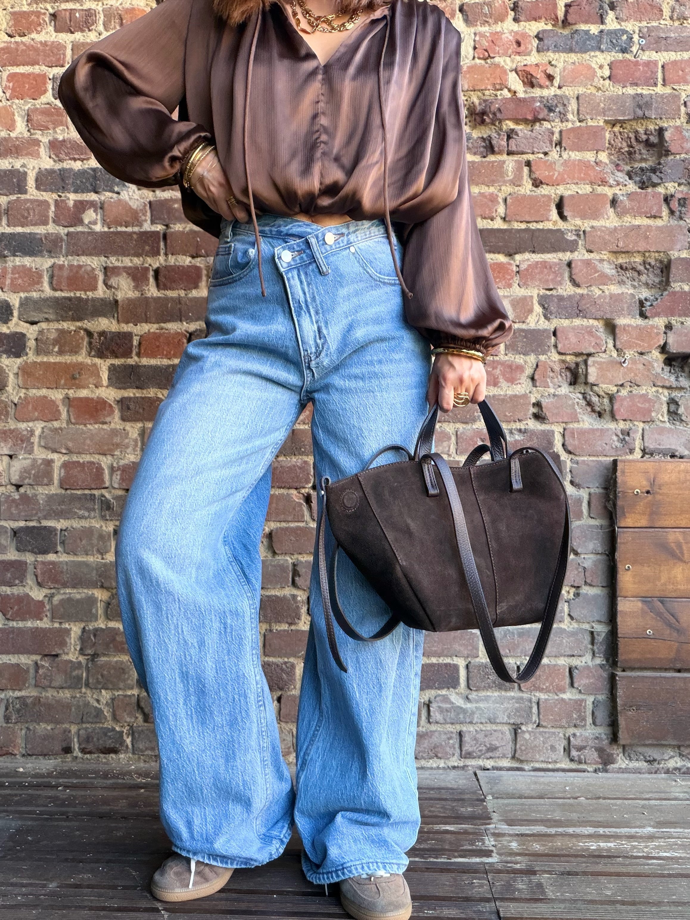 Jean wide taille croisée