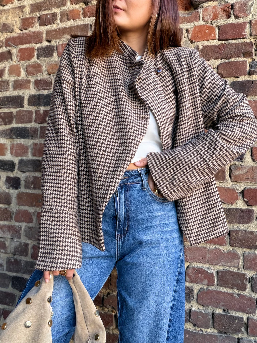 Blazer motif pied de poule