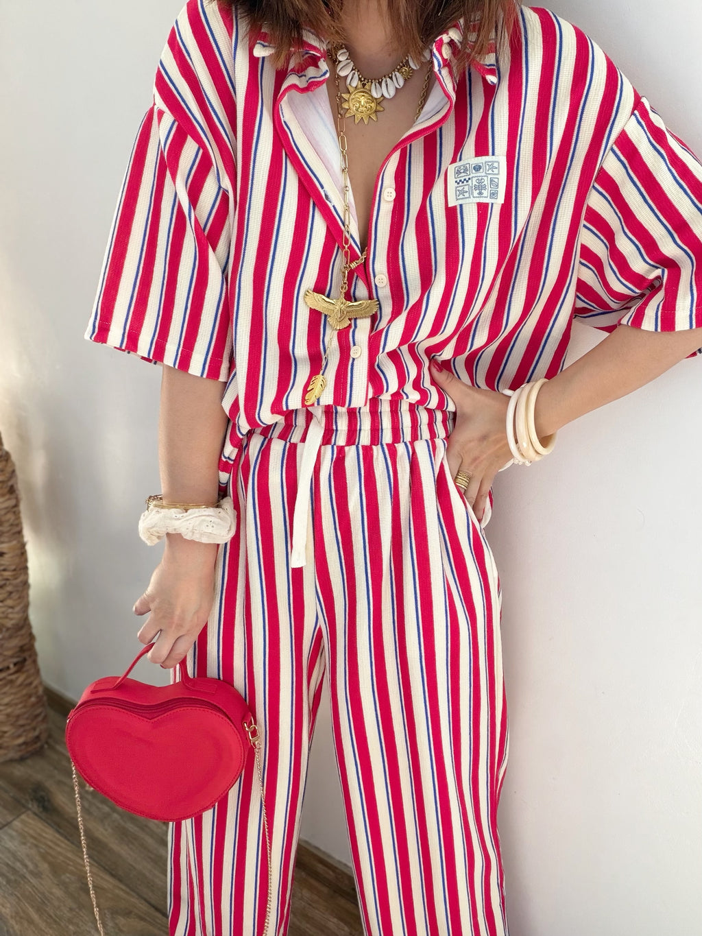 Ensemble rayé rouge