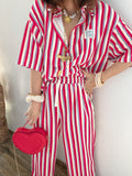 Ensemble rayé rouge
